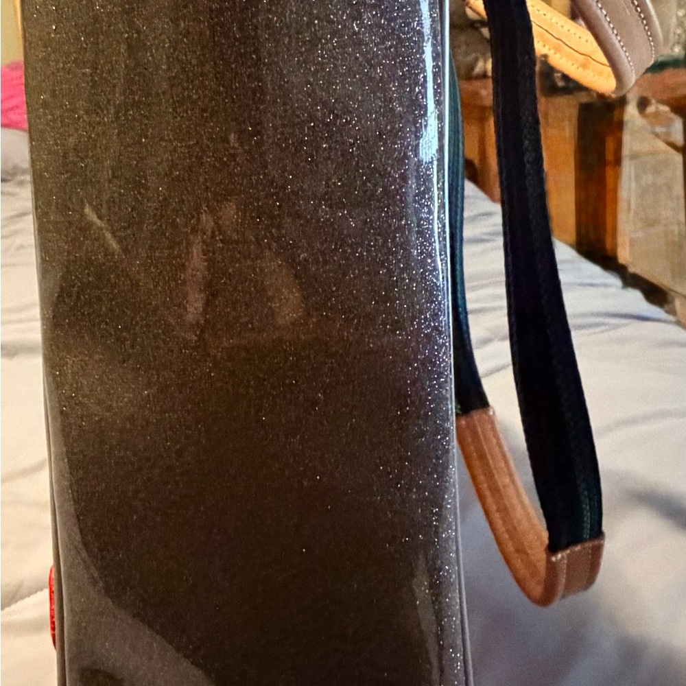 Consuela *VERY RARE* Orange Glitter Tote with Tiger Patch and Striped Handles - Picture 5 of 10